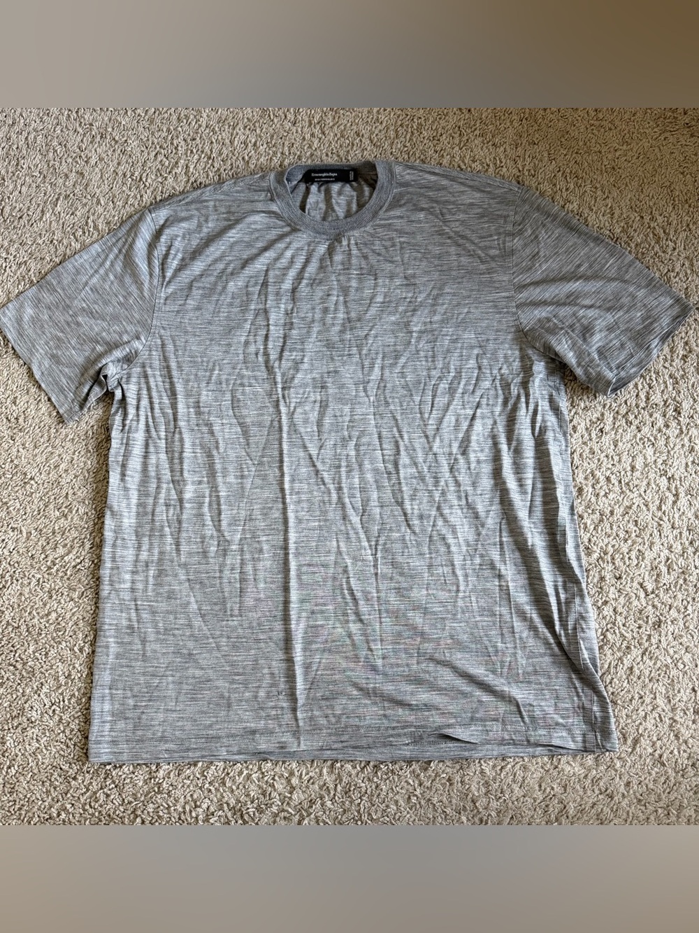 Ermenegildo Zegna Short Sleeve Heather 100% Wool Tee T Shirt